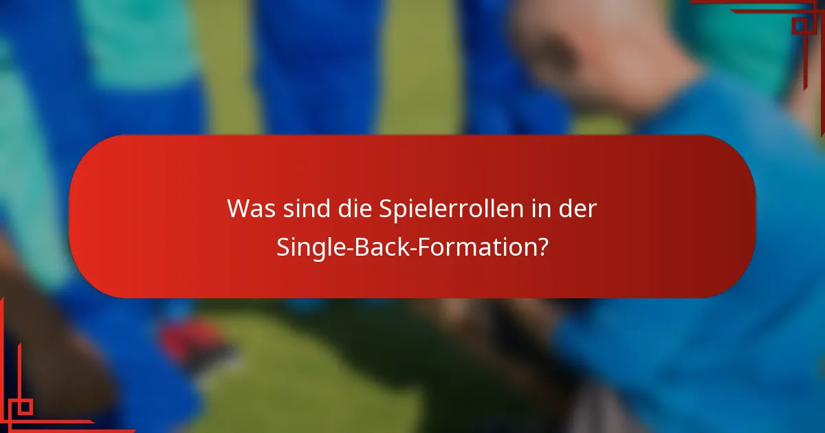 Was sind die Spielerrollen in der Single-Back-Formation?