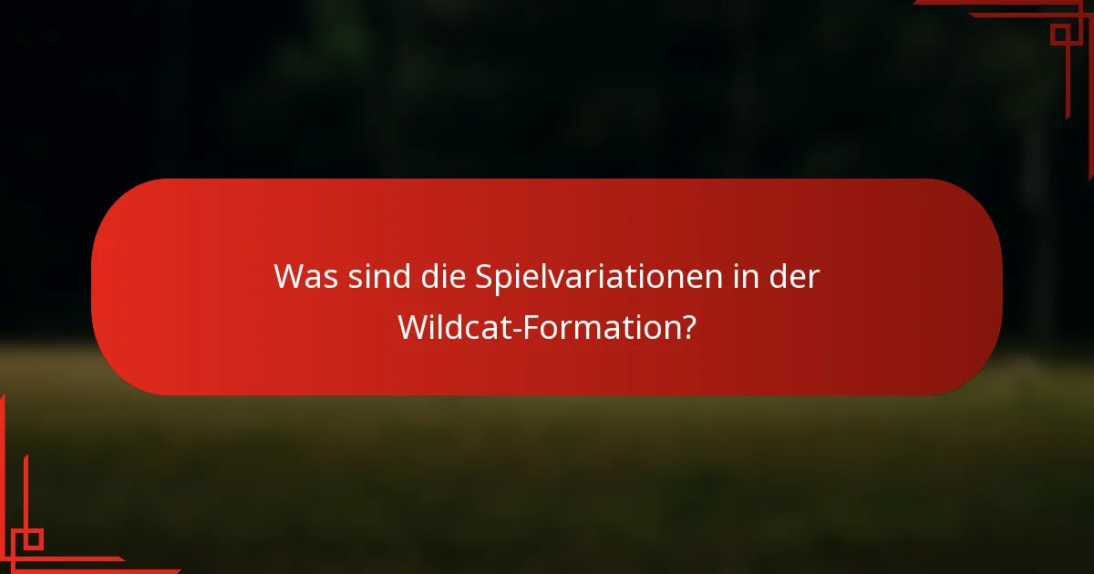 Was sind die Spielvariationen in der Wildcat-Formation?